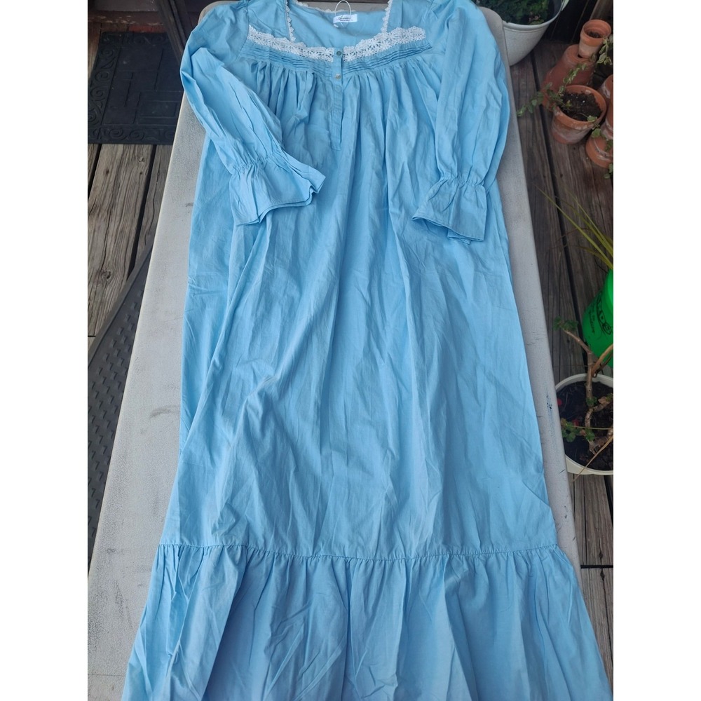 Cottagecore Prarie Midi Peignoir  Night Gown Lingerie Tiered Ruffle Lace c5
